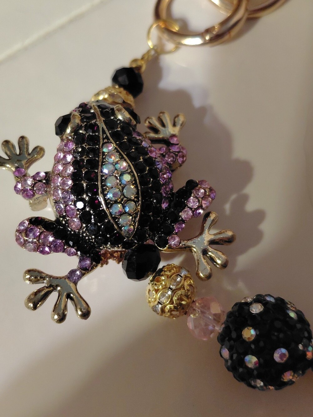 FROG Keychain or Purse Charm or Purse Chain FROG  - Purple & Black, Versatile